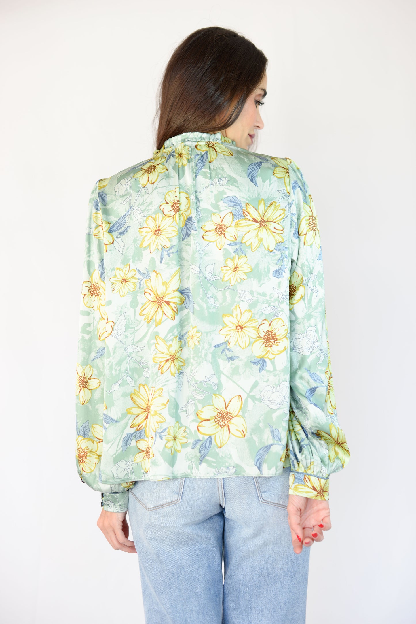 Sage/Multifloral Blouse