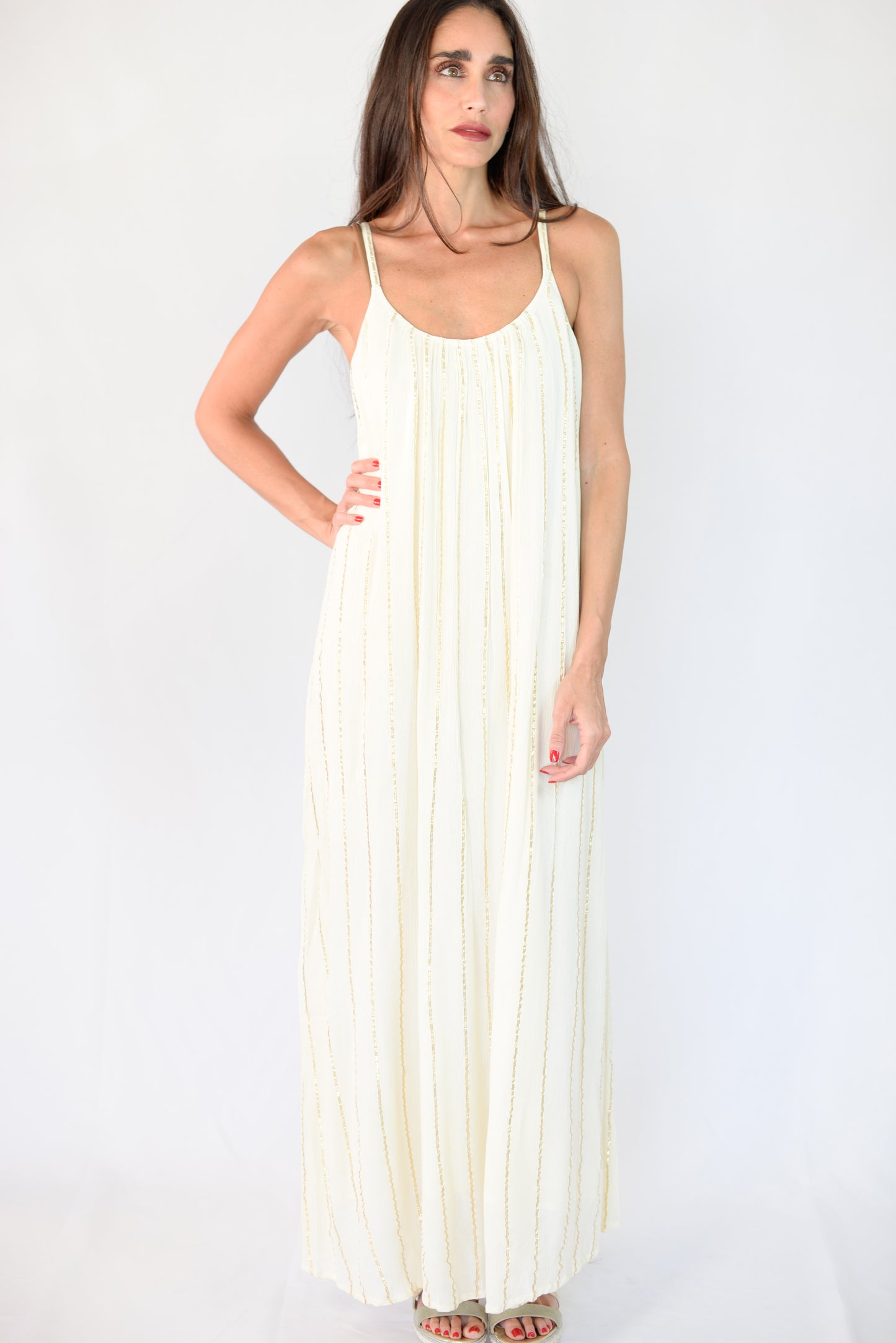 Cream/Gold Long Dress