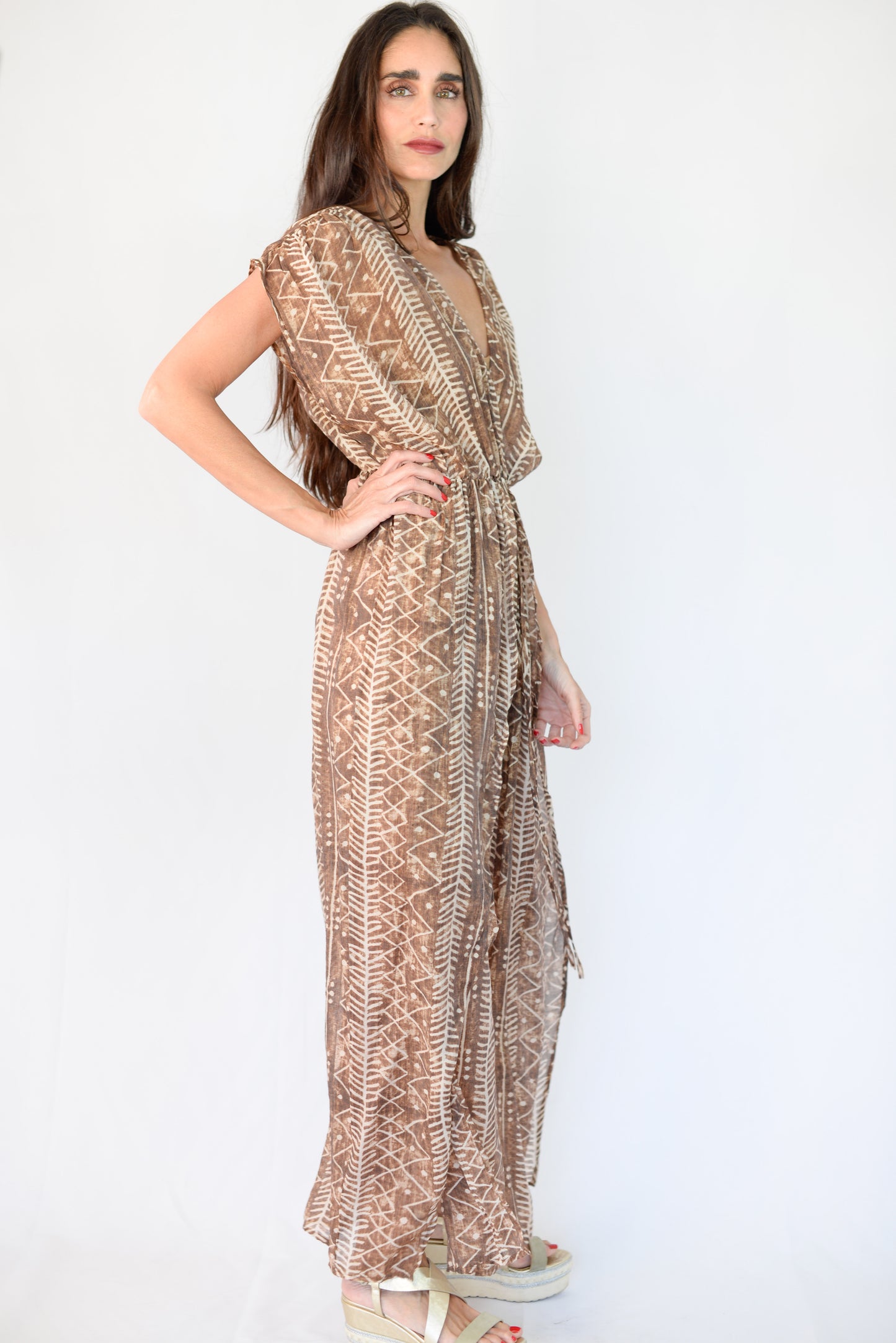 Brown Tulum Print Pareo