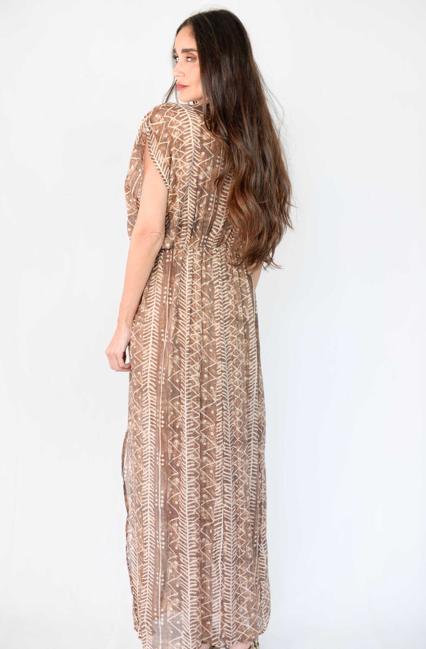 Brown Tulum Print Pareo