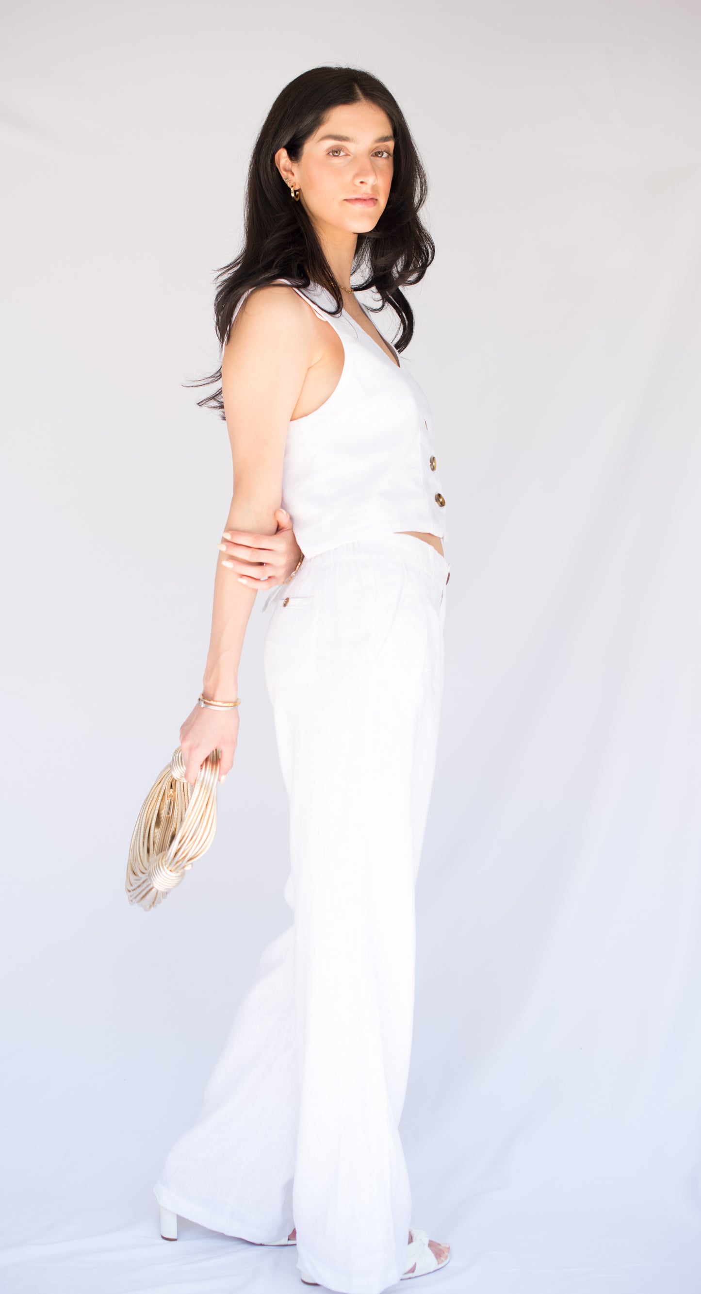 White Linen vest
