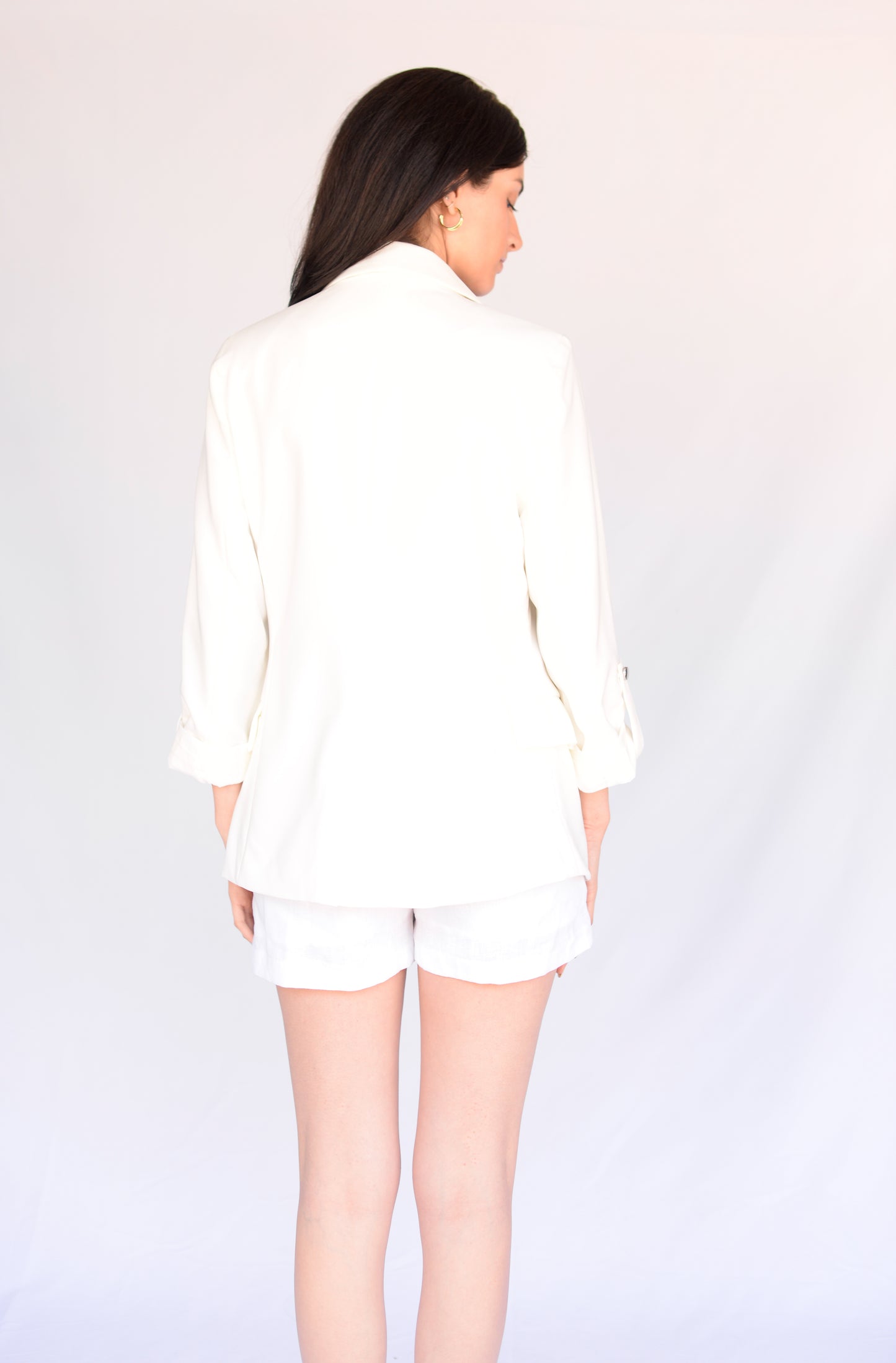 3/4 Sleeve White Blazer