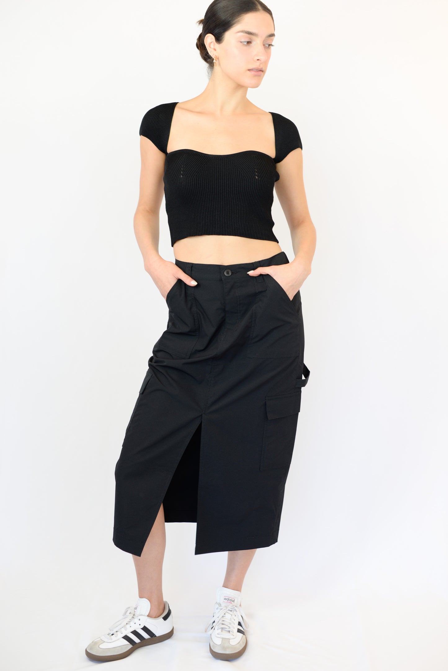 Black Squirt Neck Top