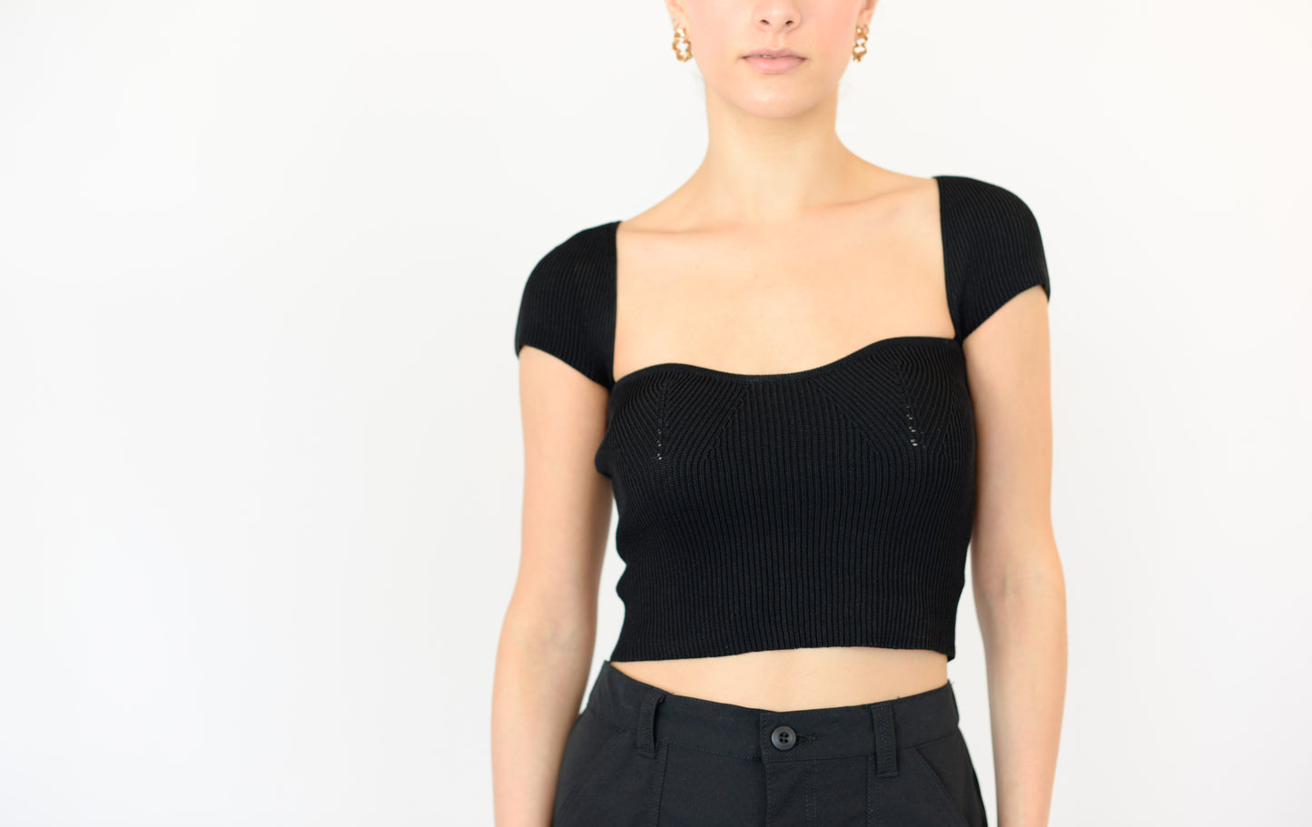 Black Squirt Neck Top