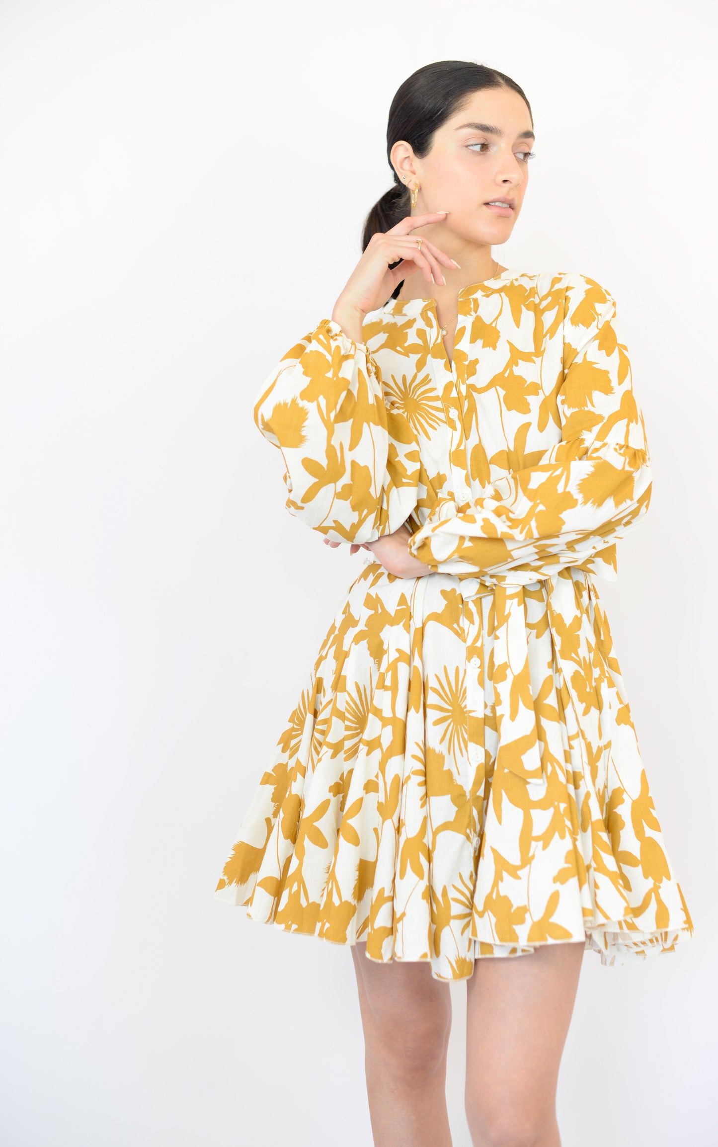 Ivory/Mustard Long Sleeve Mini Dress