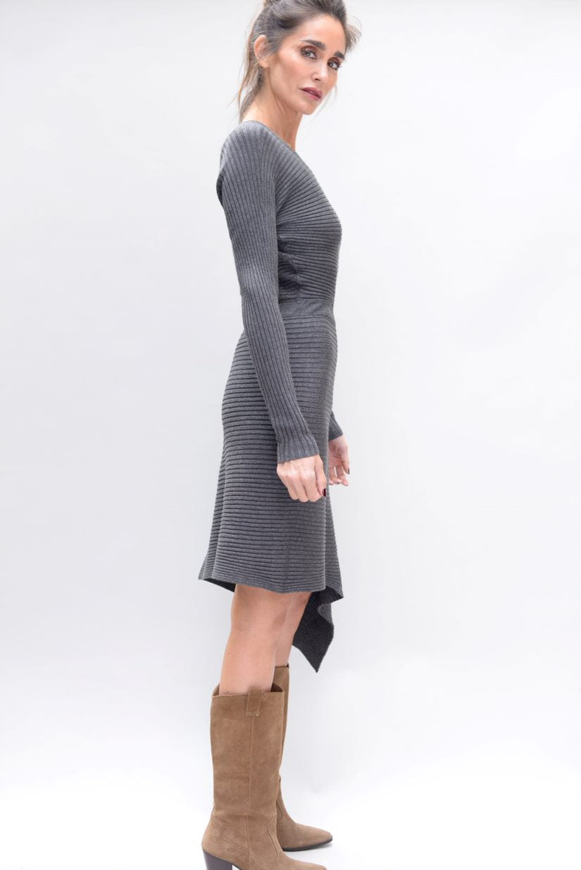 Asymmetrical Charcoal Dress