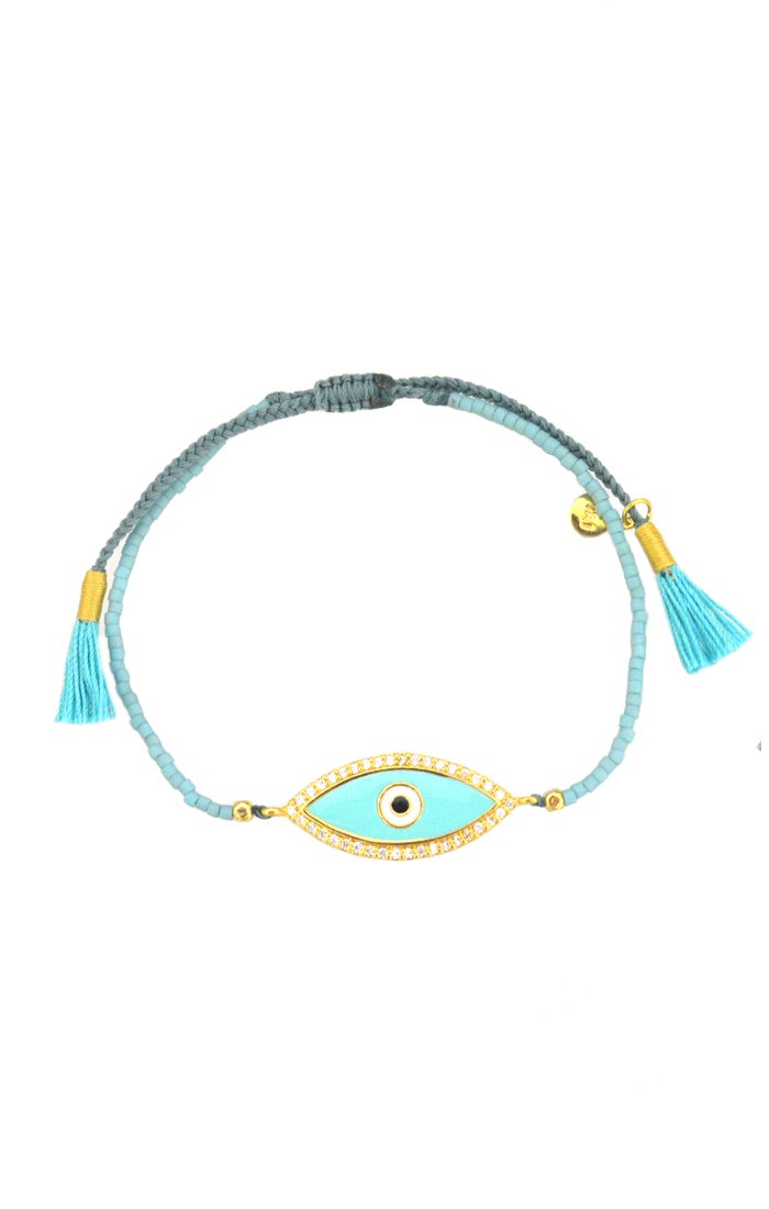 Breaded Bracelet with Turquoise Evil Eye *PRE ORDER (up to 3 weeks)