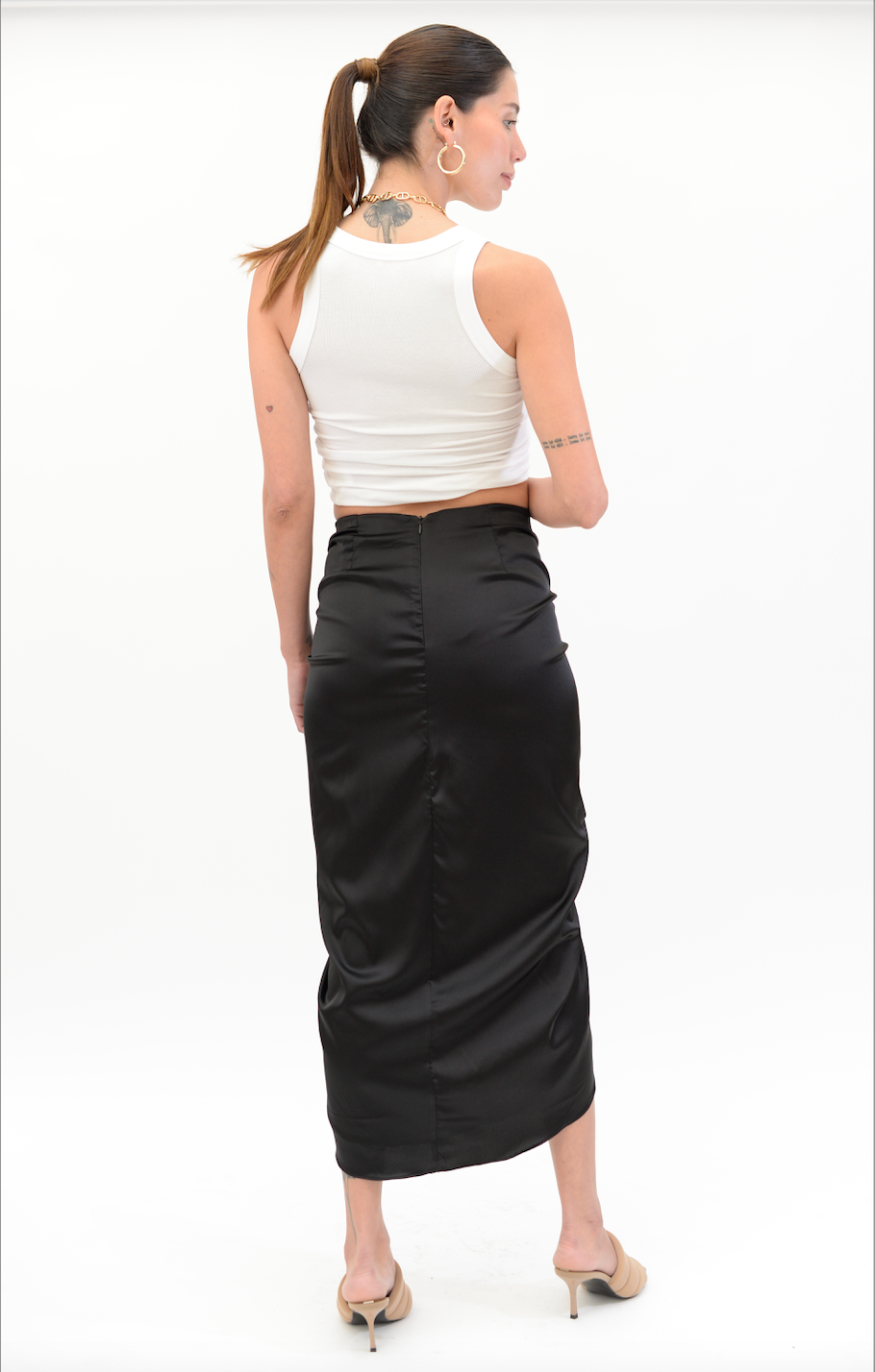 Black Front Ruched Skirt