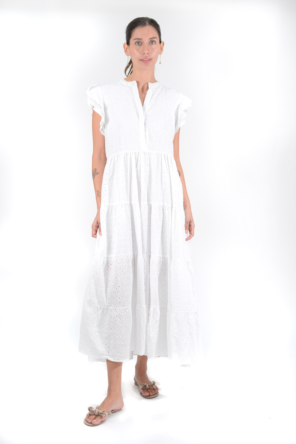 Embroidery White Maxi Dress