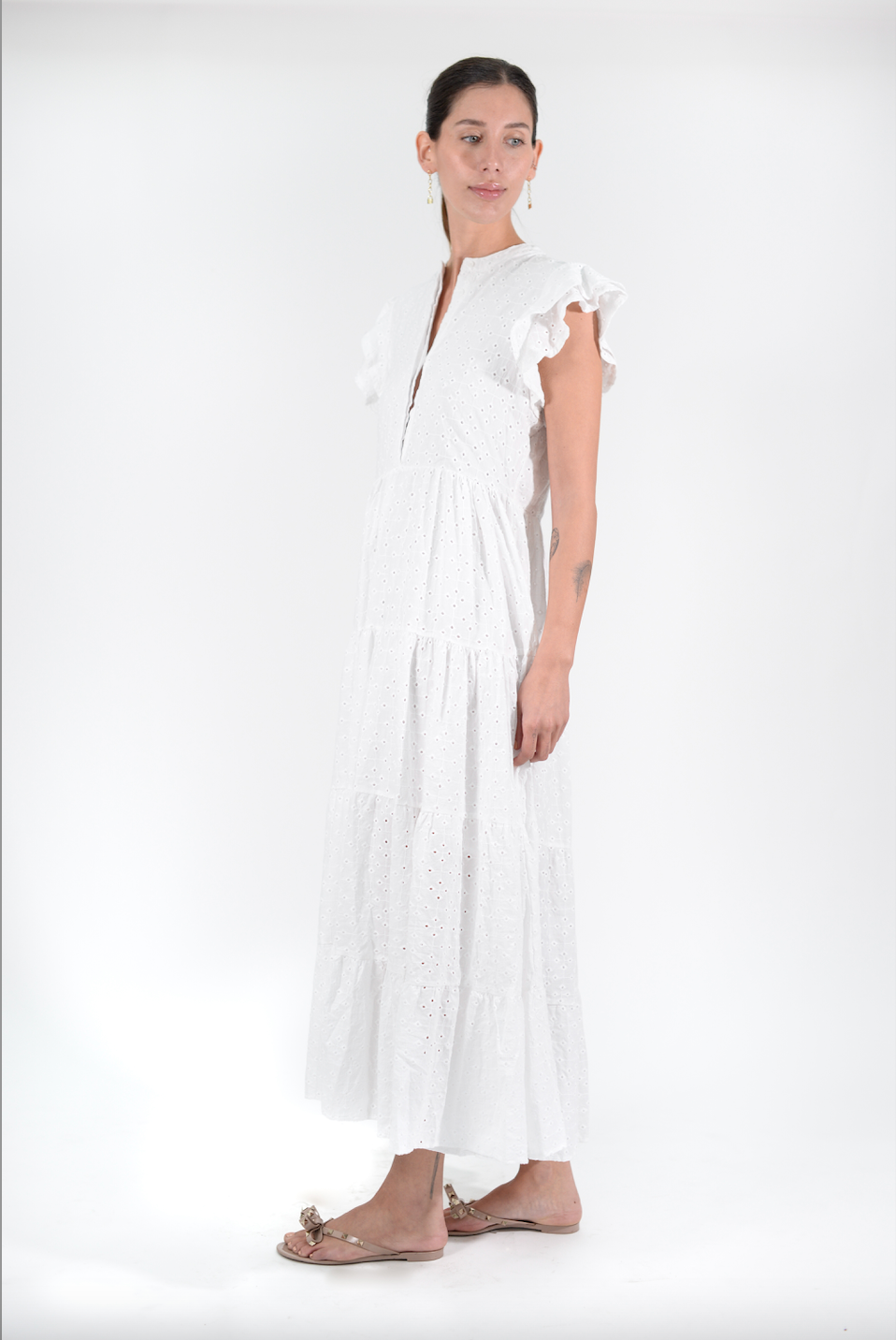 Embroidery White Maxi Dress