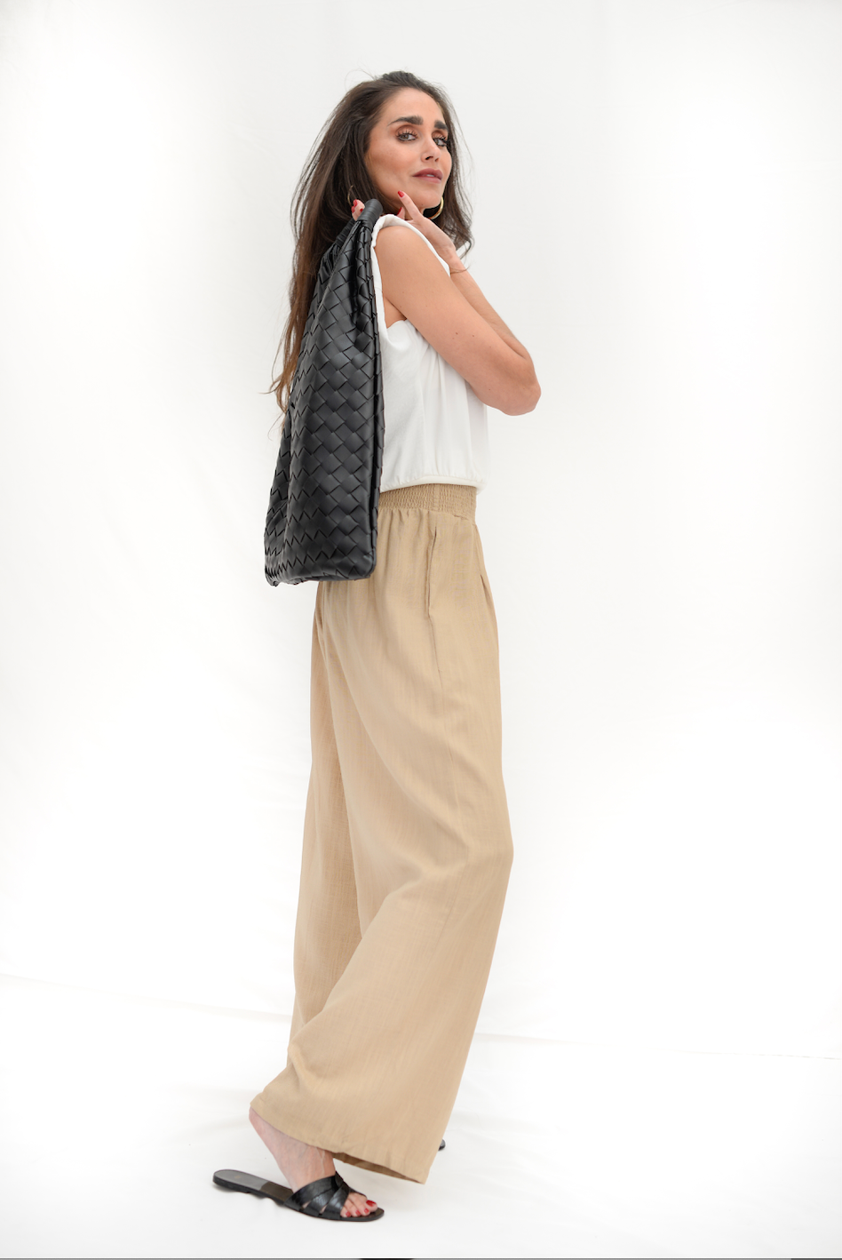 Elastic Smocking Long Pants