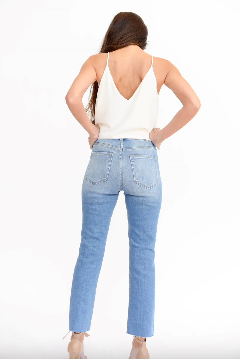 High Rise Crop Straight Jeans