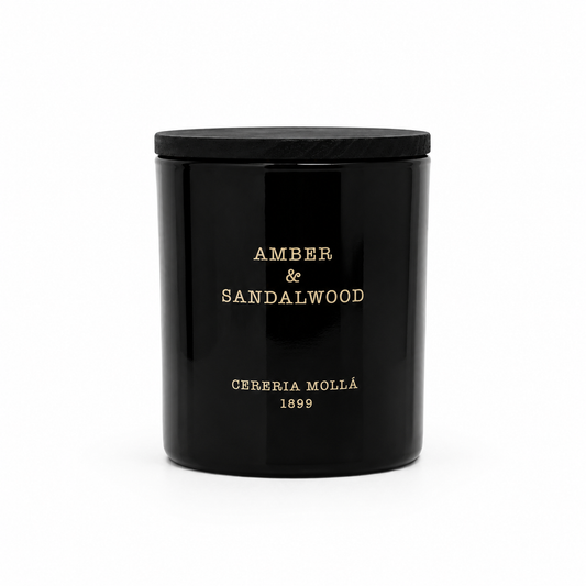 Amber & Sandalwood Black Candle