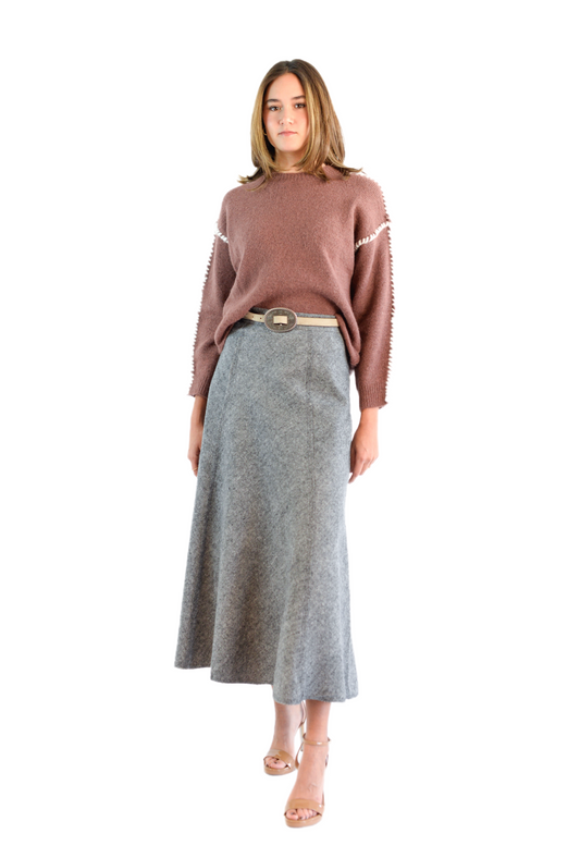 Grey A Line Flare Skirt