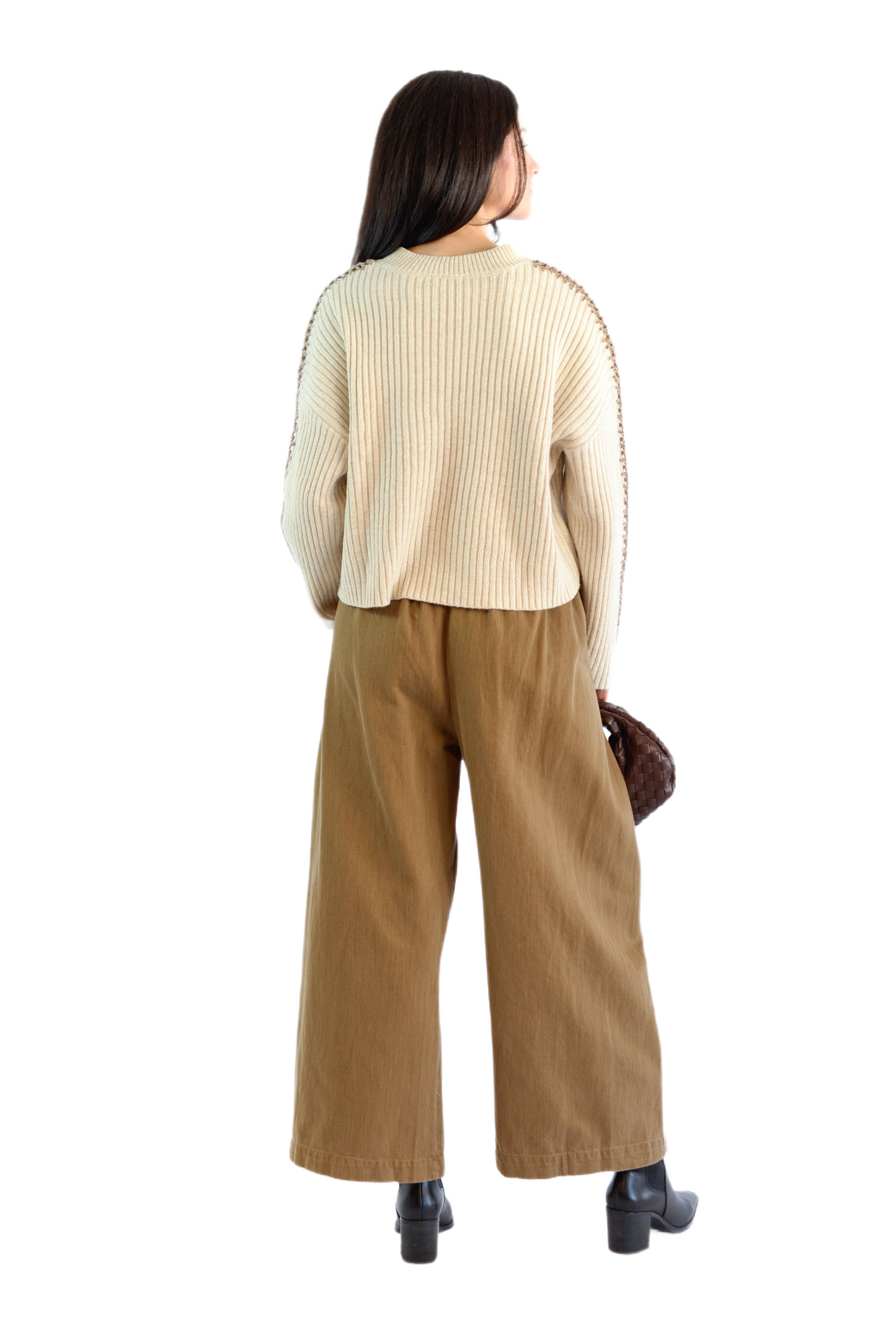 Beige Washed Leg Pants