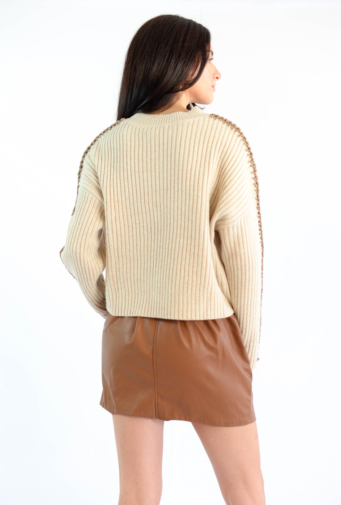 Beige/Brown Sweater Top