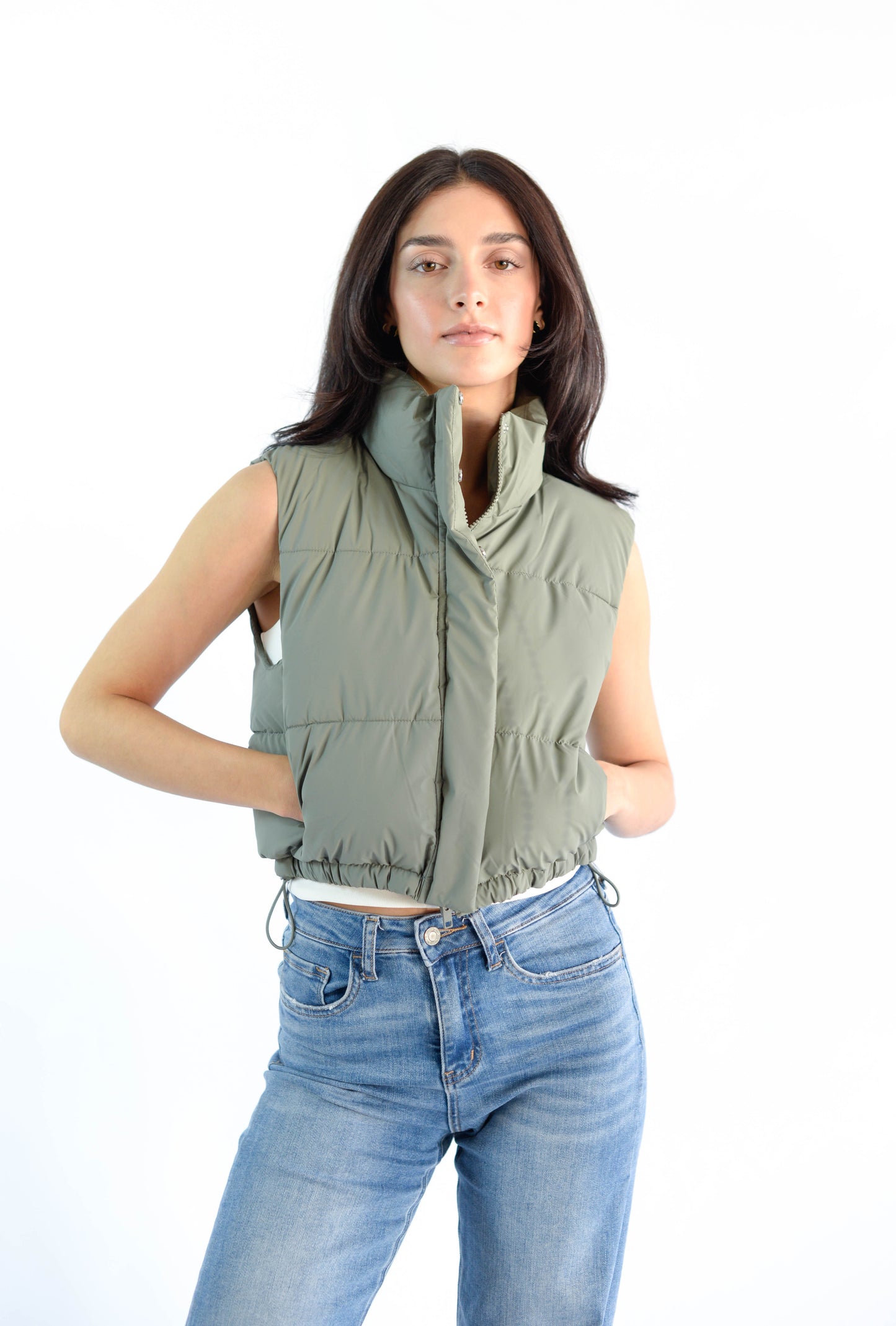 Olive Puff Vest