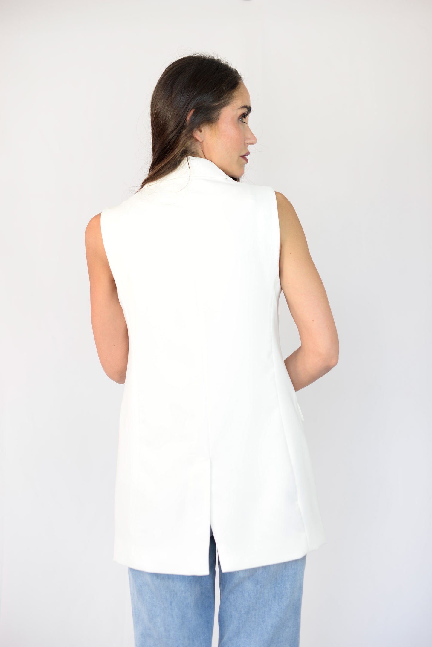 White Long Vest