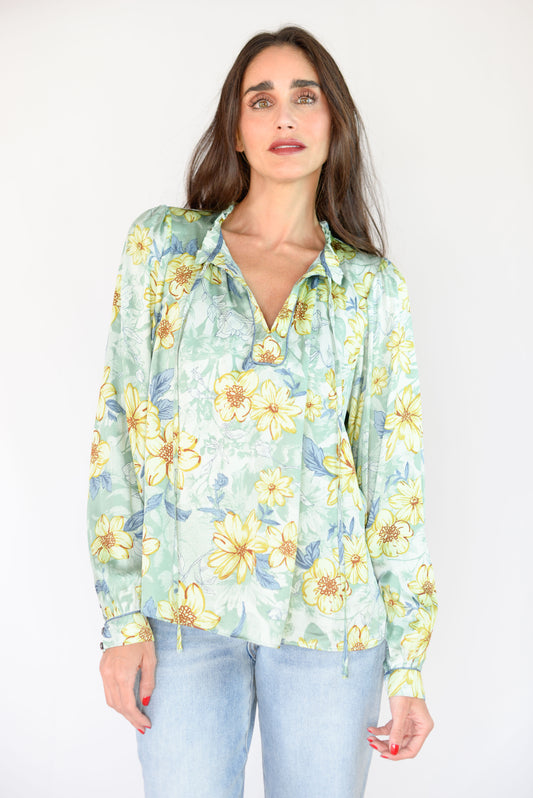 Sage/Multifloral Blouse