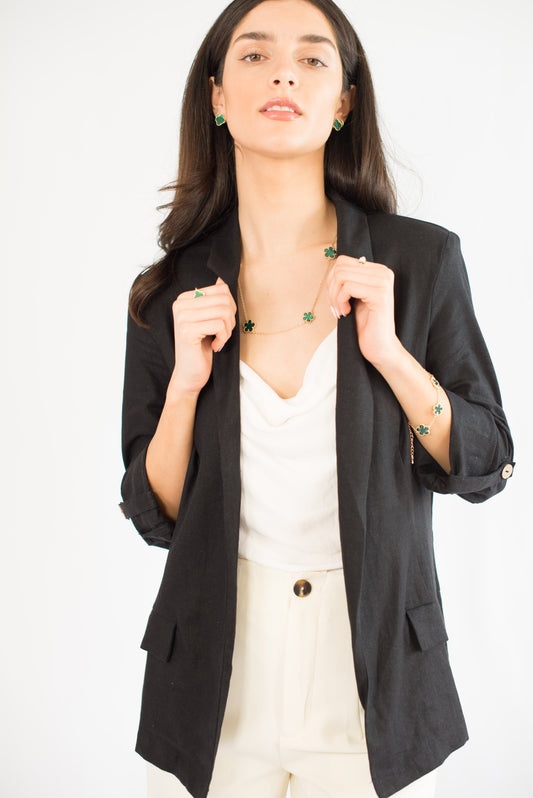 Black Linen Blazer