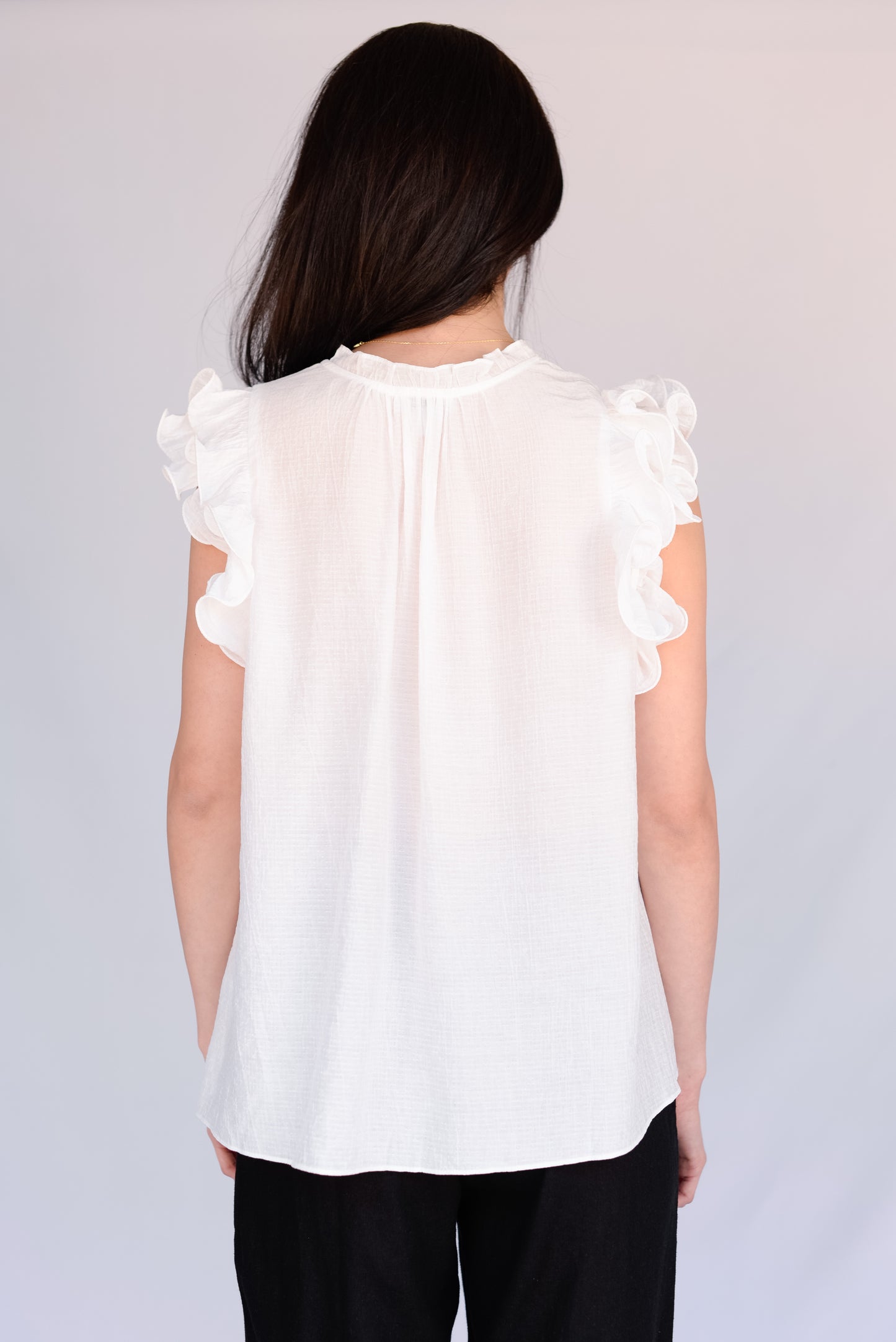 White Double Ruffl Sleeve Blouse