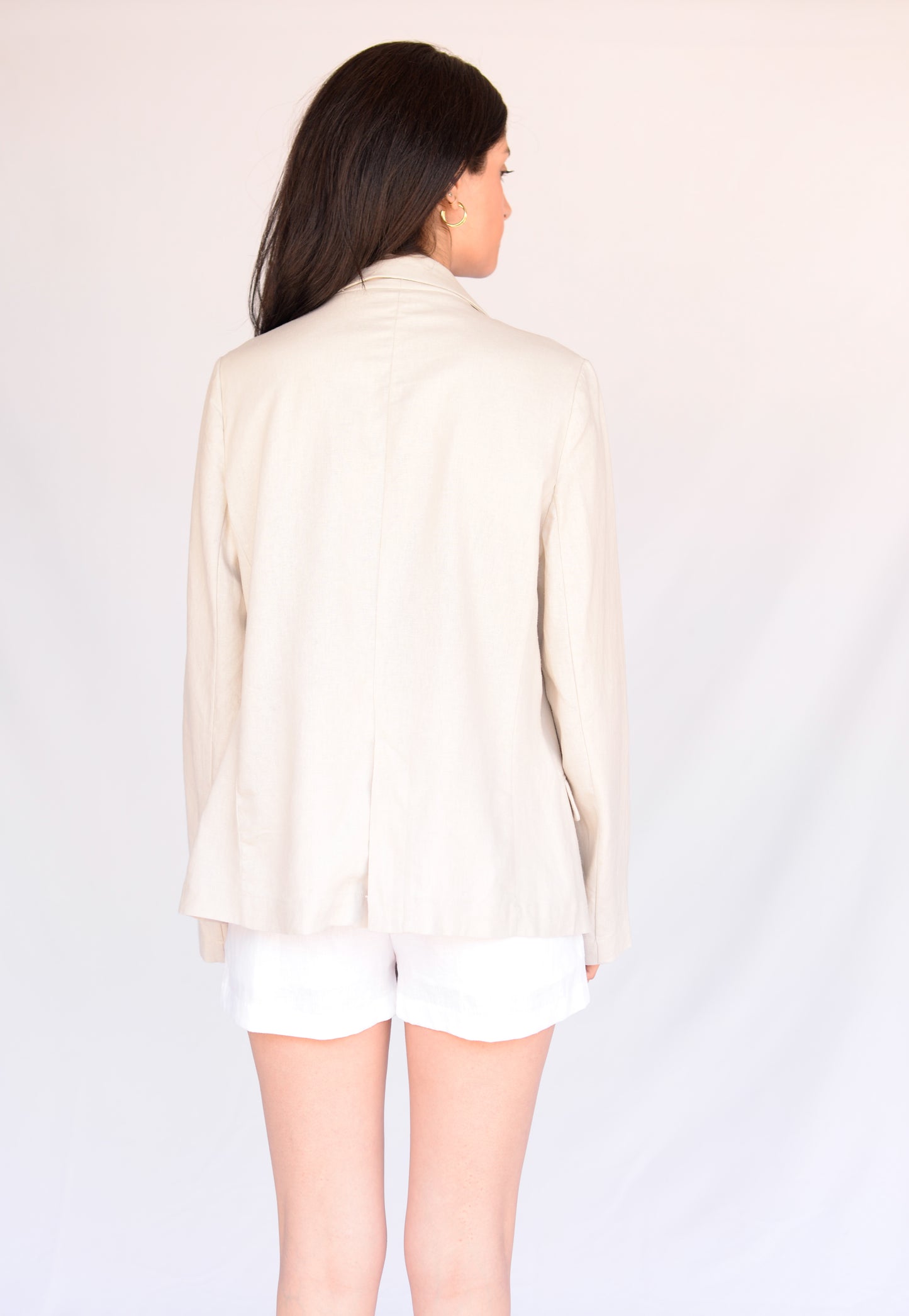 Stone Linen Blazer Whit Button