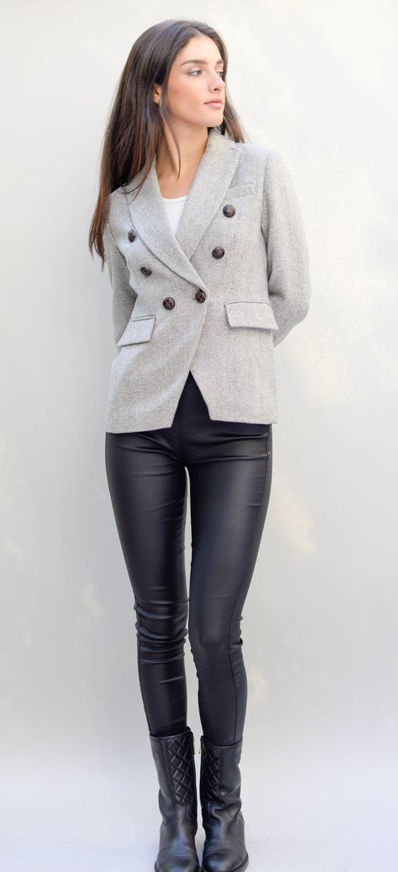 Grey Herringbone Blazer