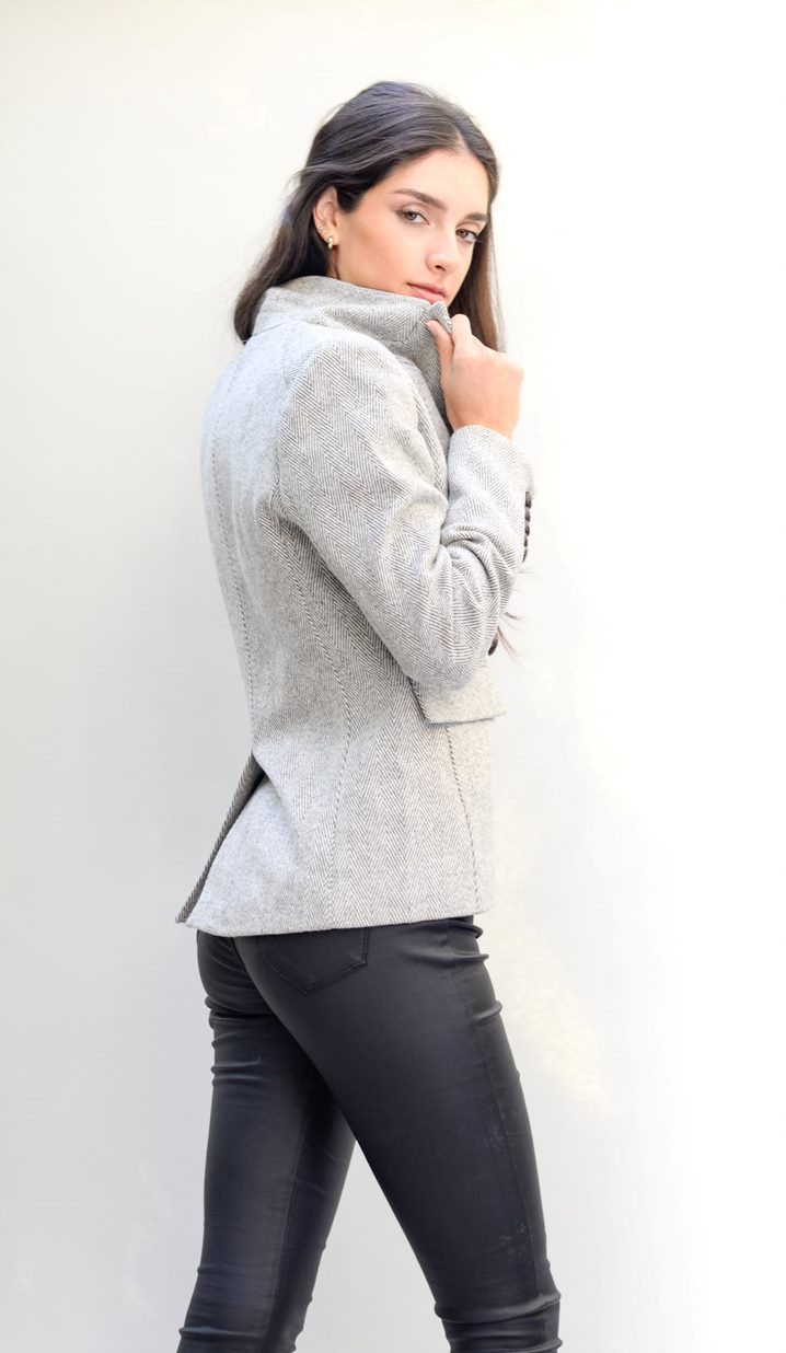 Grey Herringbone Blazer