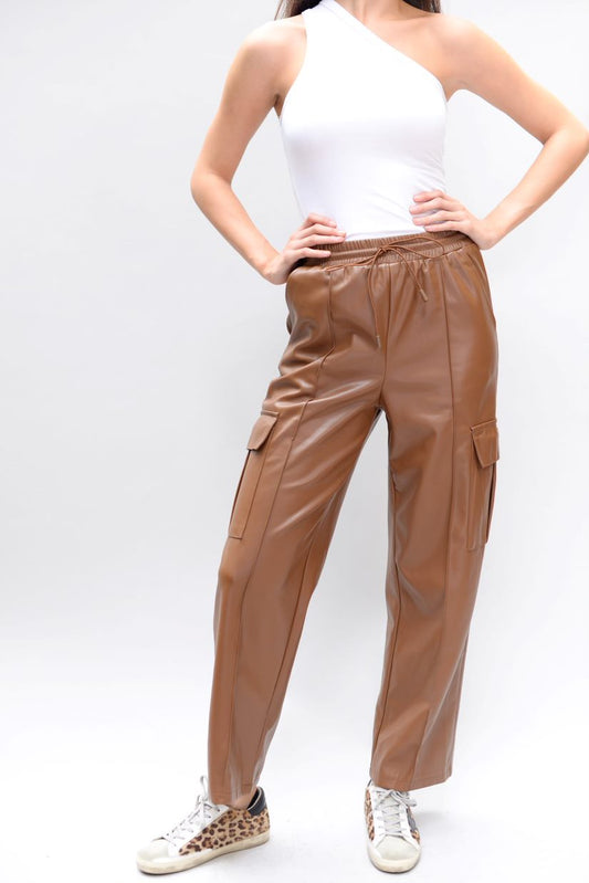 Brown Vegan Leather Pants