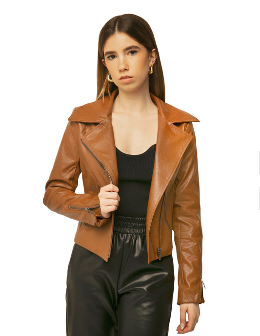 Wood Brown Moto Jacket