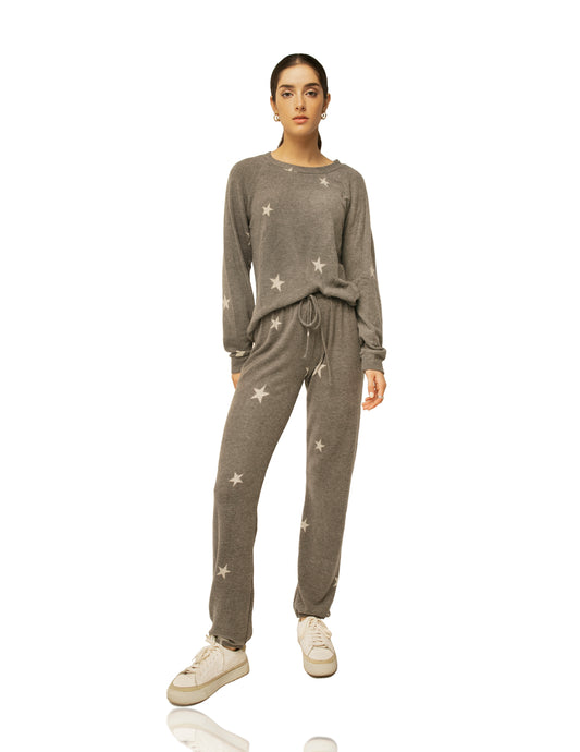 Star Print Brushed Sweatpants