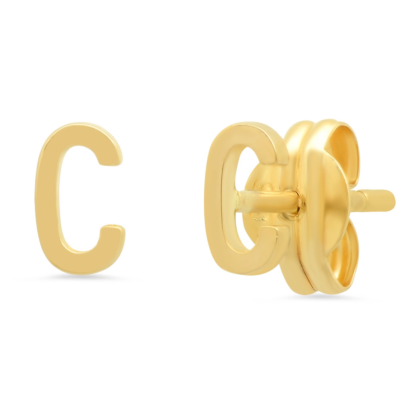 Fine 14k Gold Initial Studs