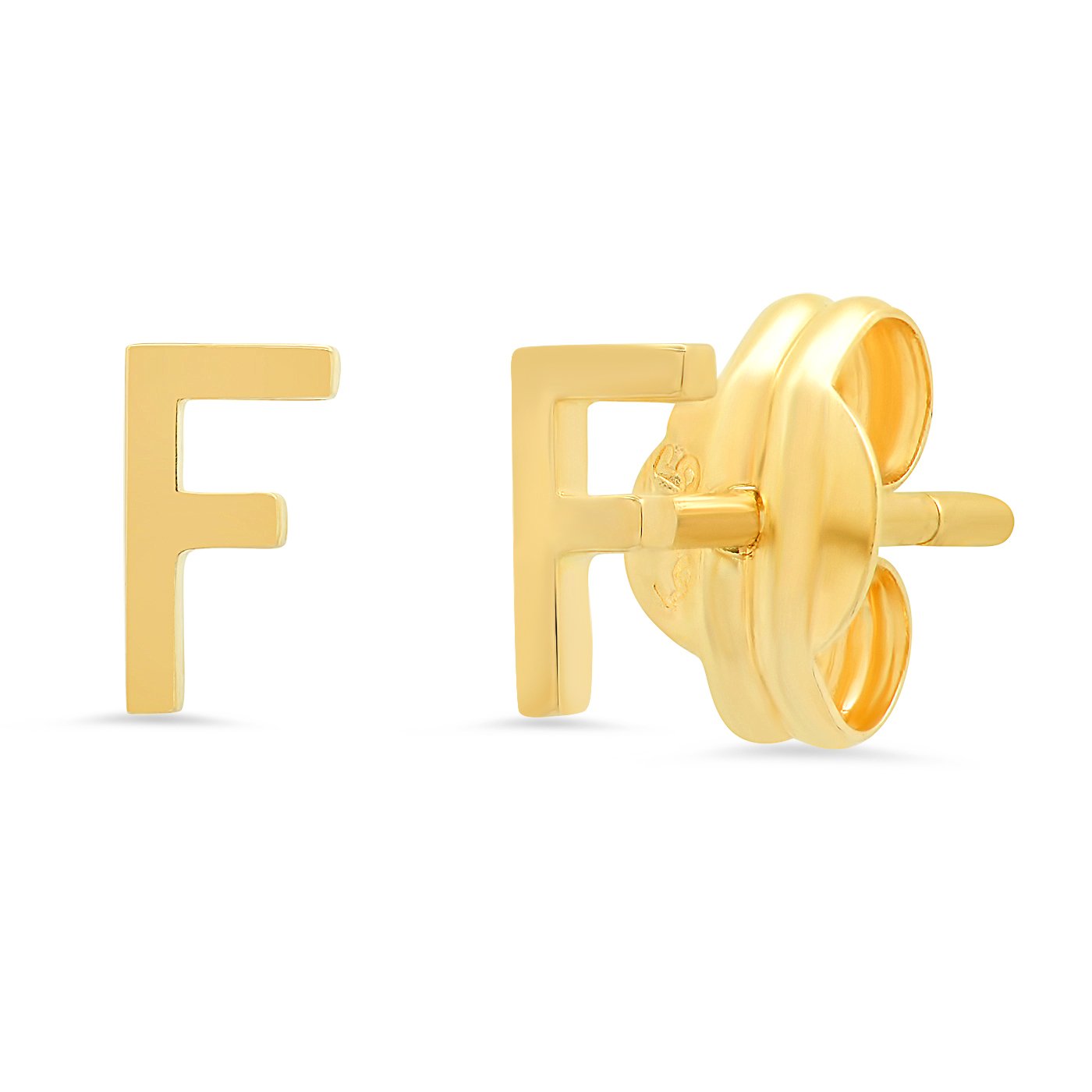 Fine 14k Gold Initial Studs