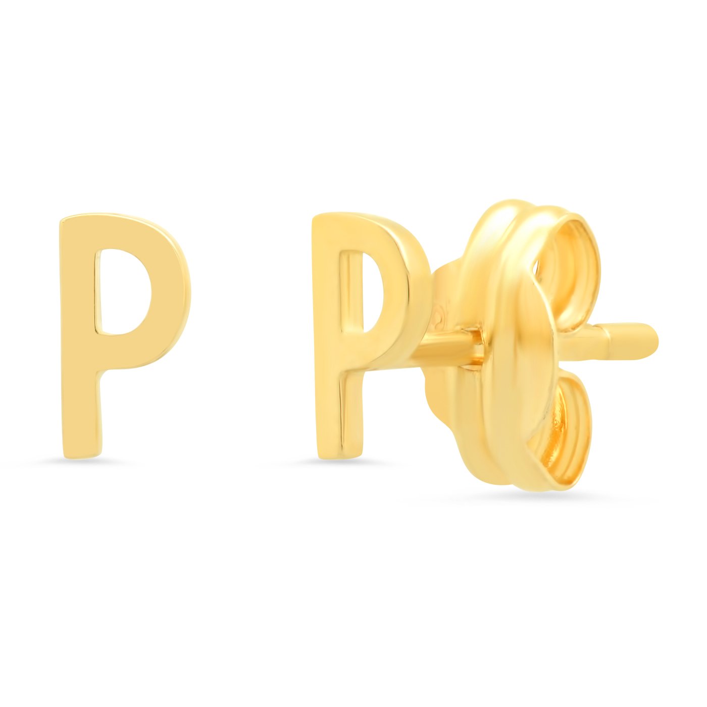 Fine 14k Gold Initial Studs