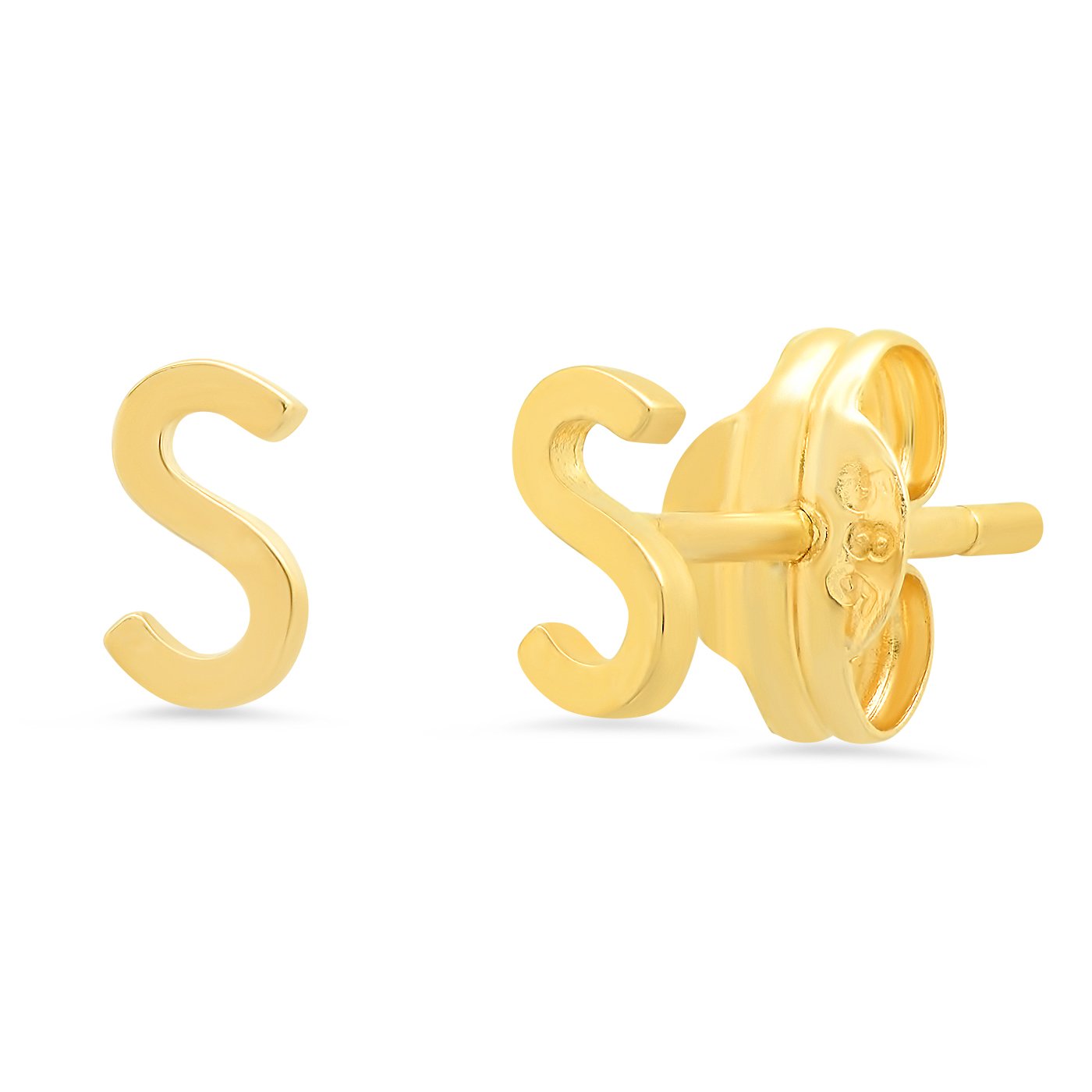 Fine 14k Gold Initial Studs