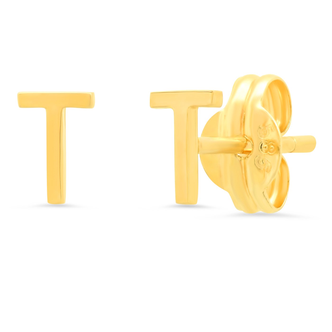 Fine 14k Gold Initial Studs