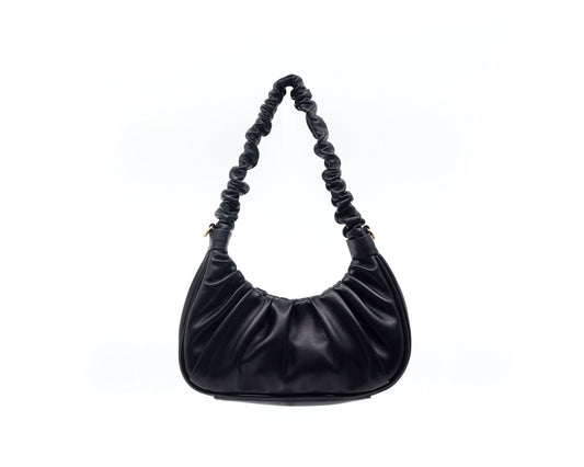 Black Ruched Hobo Handbag