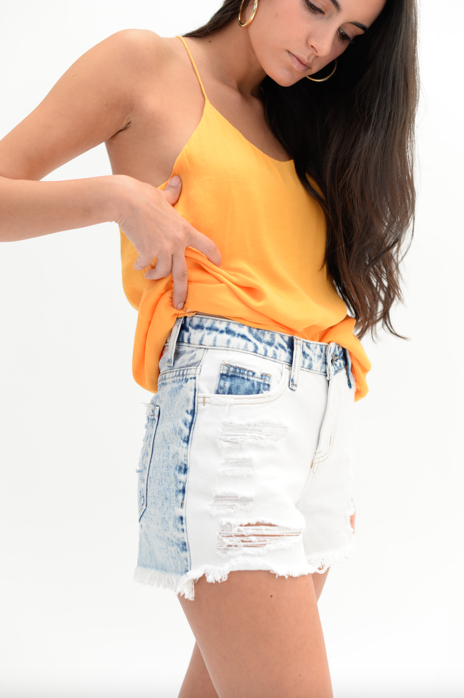 Distressed All White Jean Short