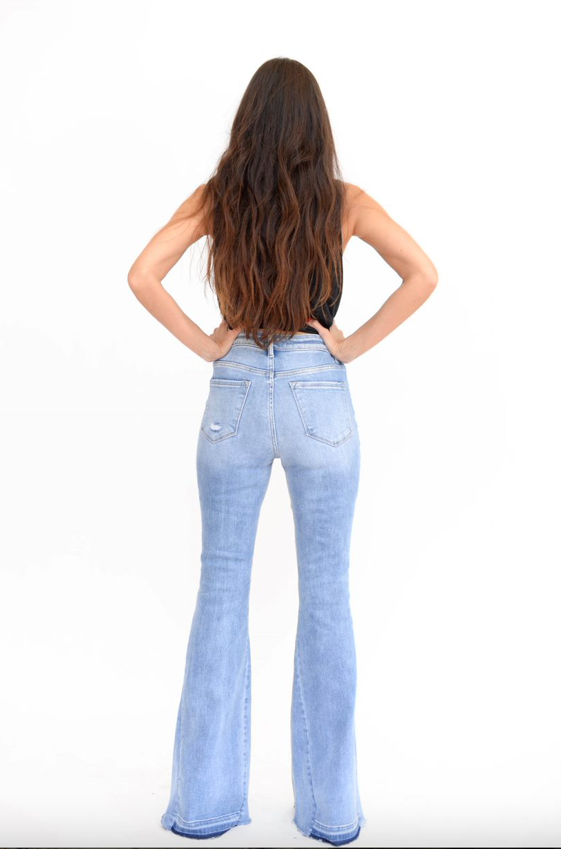 High Rise Flare With Side Panels Jeans