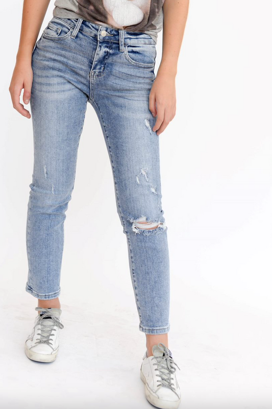 Mid Rise Slim Straight Jeans