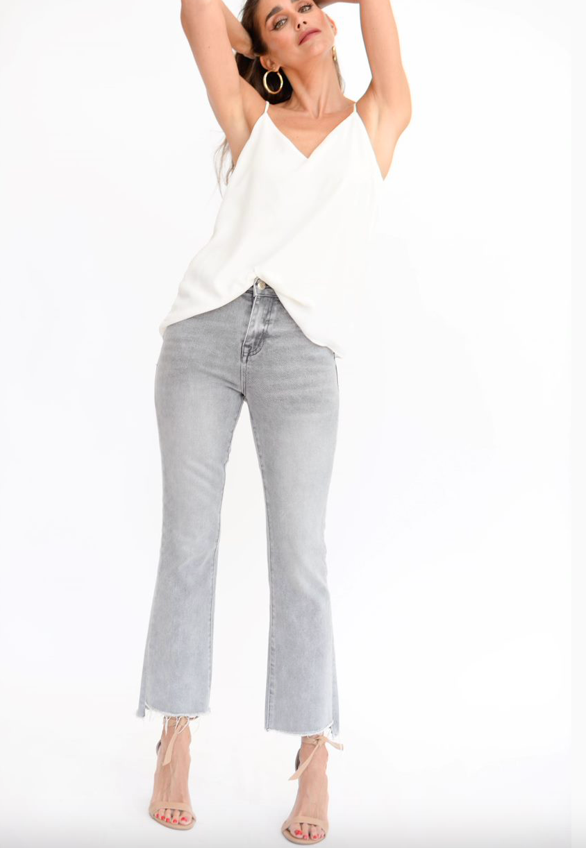 High Rise Crop Flare Jeans