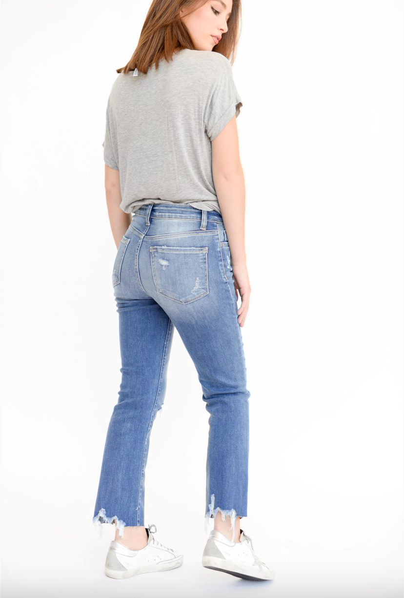 High Rise Clean Cut Crop Straight Jeans