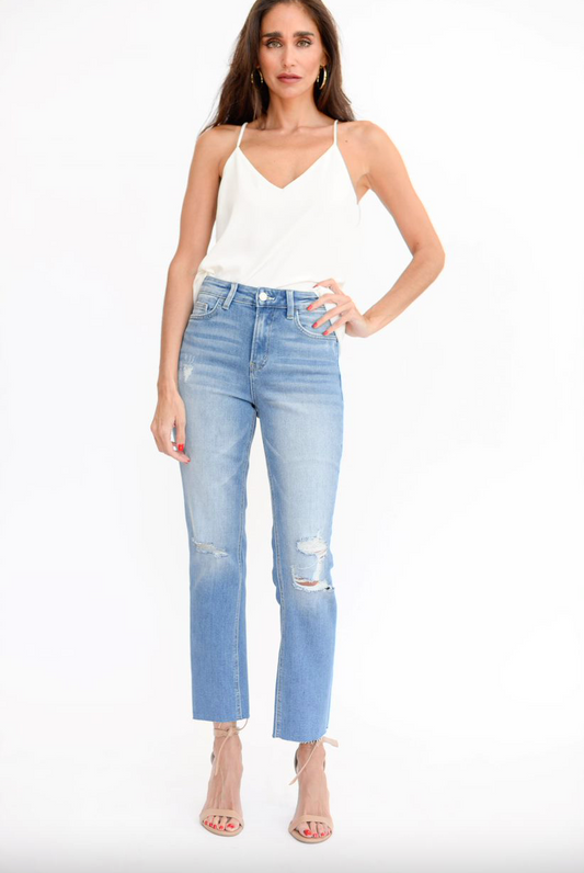 High Rise Crop Straight Jeans