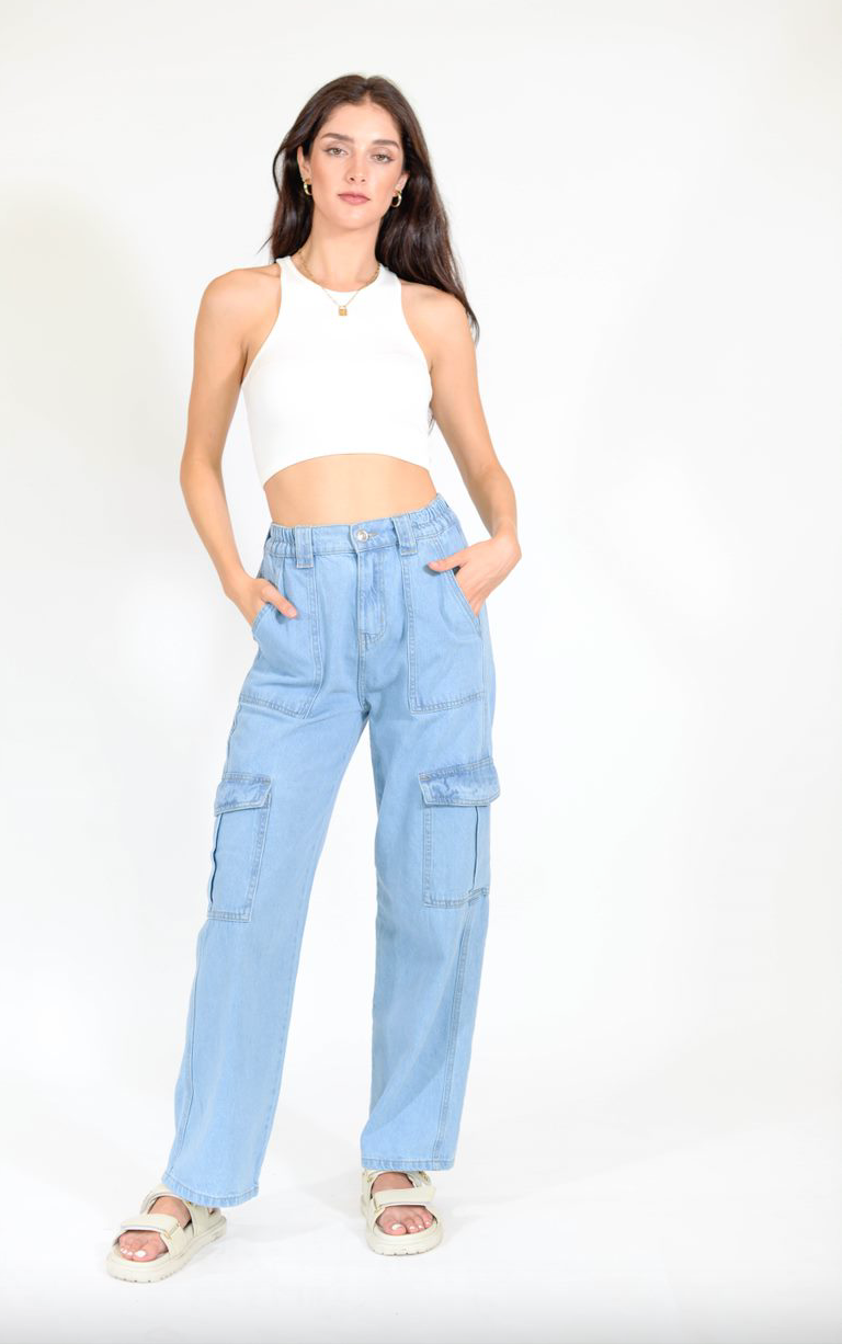 Denim Cargo Pants