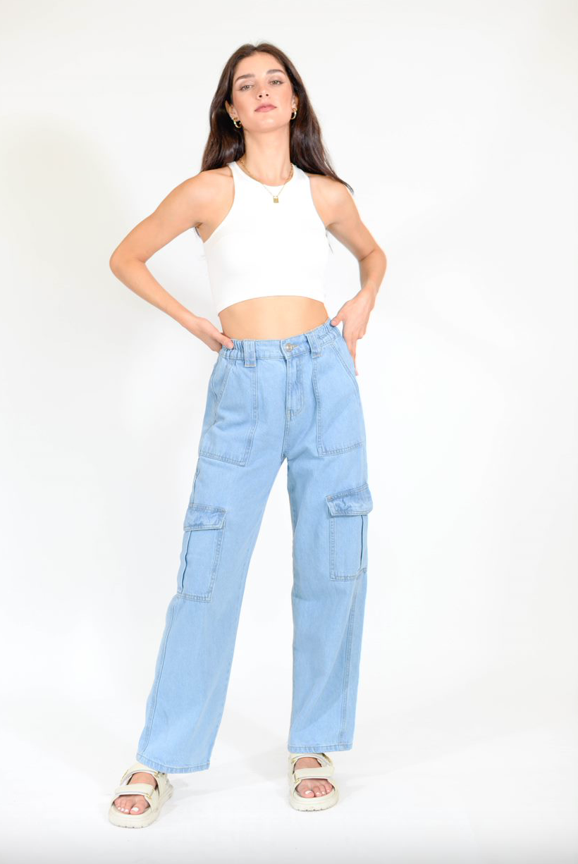 Denim Cargo Pants