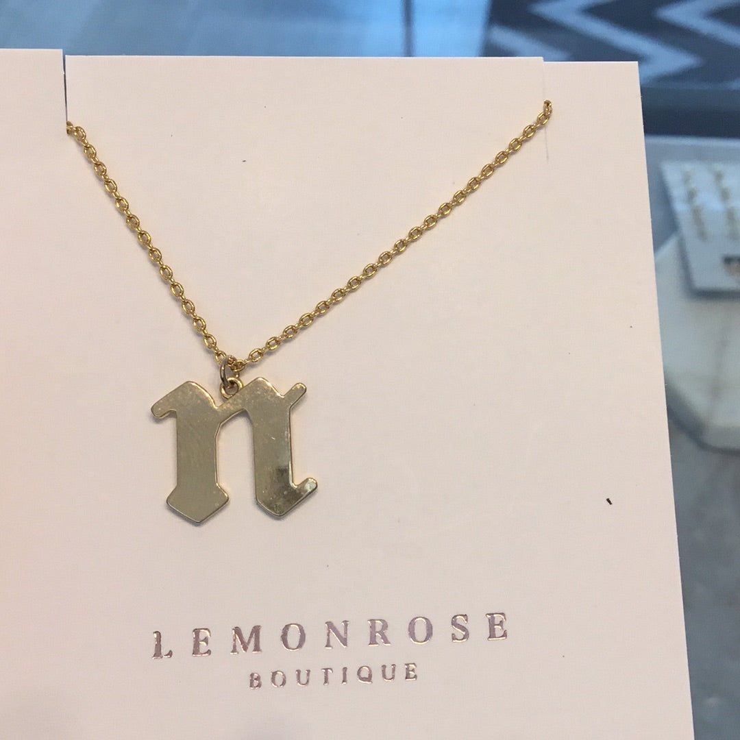 Gothic Gold Dipped Letter Necklace