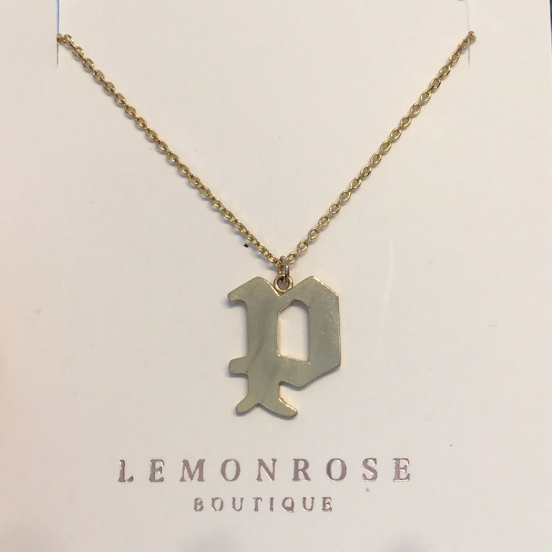Gothic Gold Dipped Letter Necklace