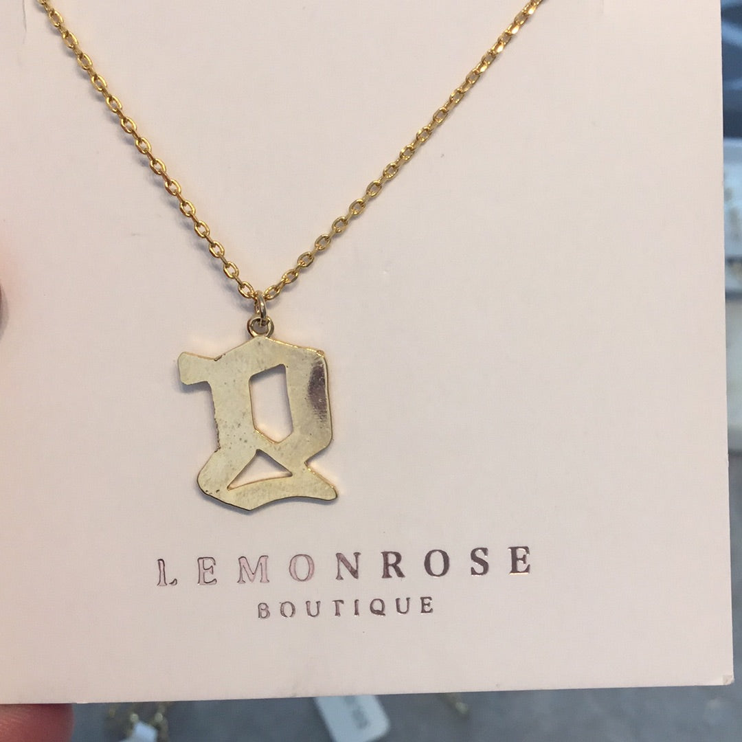 Gothic Gold Dipped Letter Necklace